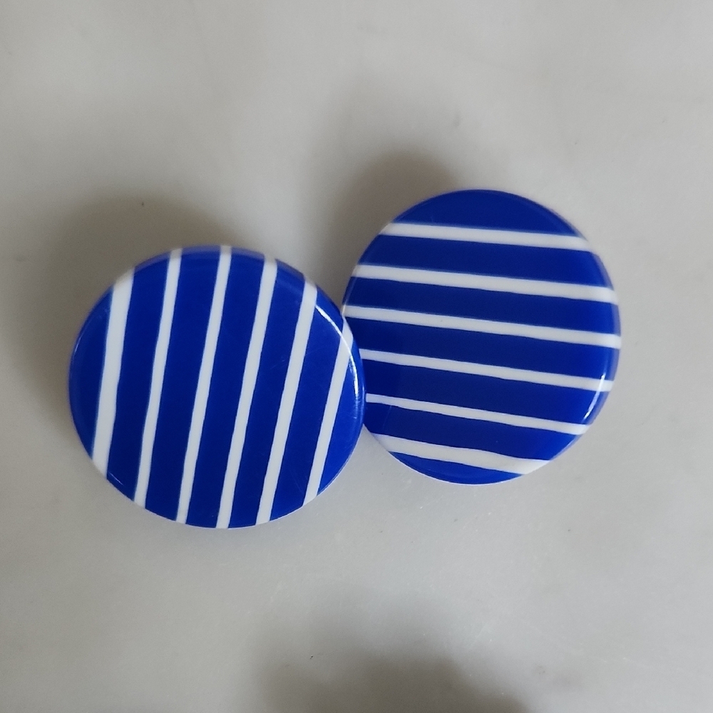 West Germany ,Hong Knog Clip-On Blue Mitif Earrings Set (3) View 2